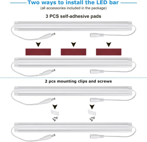 Vista 9 de Litever Kit de luces LED para debajo del gabinete + barras de luz complementarias de 12 pulgadas, luz diurna 5000K