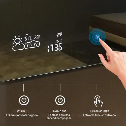 Vista 7 de Espejo de baño LED de 40 x 24 pulgadas con luces, WiFi Smart Bluetooth iluminado espejo de tocador para baño con retroiluminación de 2