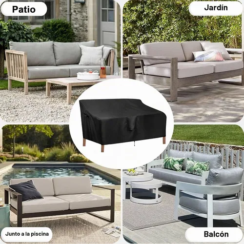 Vista 8 de OutdoorLines - Funda impermeable para sofá biplaza para exteriores UV Resistant Patio Sofa Covers Weatherproof Heavy Duty Glider Covers for Negro