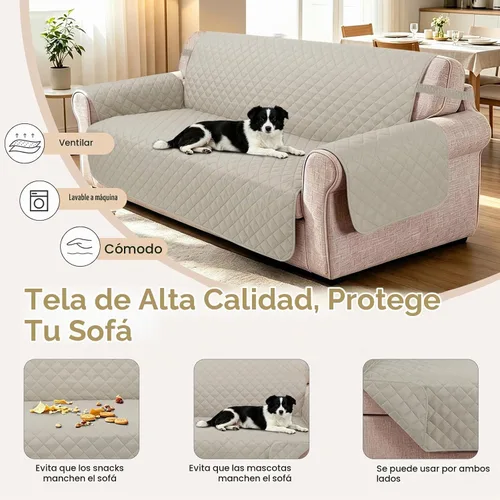 Vista 6 de Fundas para Silla Reclinable Reversibles Funda de Sofá para Mascotas Protector de Muebles Lazy Boy (Silla 23'', Beige/Beige)