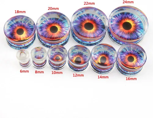 Vista 2 de ZS Acrílico Transparente Púrpura Globo Ocular Moda Tapones para Oídos Túnel Expansor Calibres Piercing