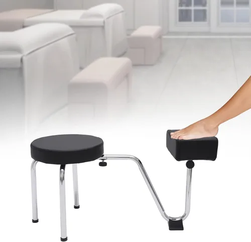 Vista 3 de Taburete de pedicura con reposapiés, estación de pedicura de altura ajustable para tecnología de uñas, silla de manicura portátil para manicuristas