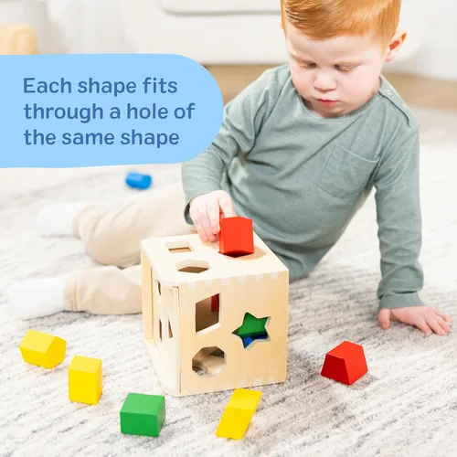 Vista 14 de Melissa & Doug Cubos de formas de Clasificación Clásico Juguete de Madera, Juguete de Desarrollo, Forma Fácil de Agarre, Construcción de Madera