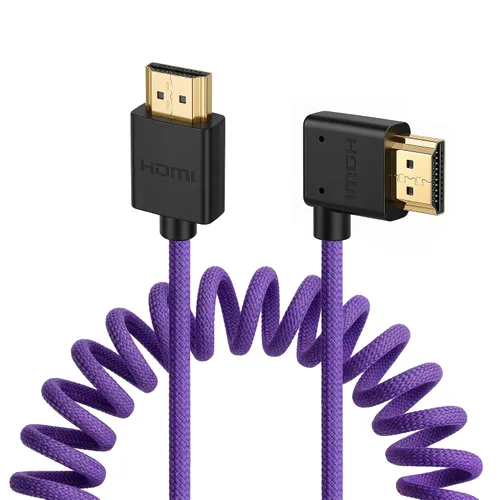 Vista 10 de 8K HDMI a abajo HDMI de alta velocidad negro en espiral trenzado cable para Sony A7S3 FX3 FX9 Canon C70 Z CAM E2 cámara Atomos Ninja V Shinobi Cable