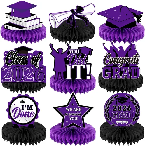 Vista 10 de Yisong 9 piezas de decoración de mesa de fiesta de graduación 2026, felicitaciones de la clase de 2026, centros de mesa de graduación para mesas