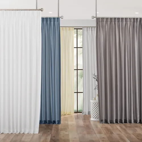 Vista 7 de 2 cortinas con plisado de pellizco para ventana, semitraslúcidas, de 63 pulgadas de largo, color gris y azul, con tacto suave de lujo de terciopelo