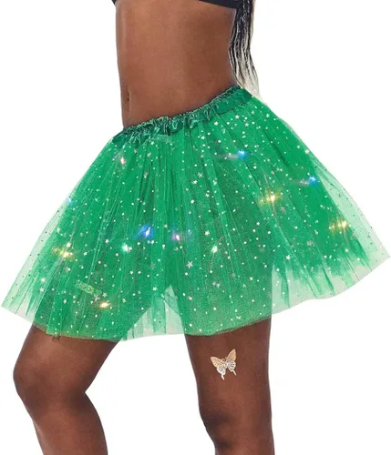 Vista 6 de RELBCY Falda tutú LED para mujer, tutú de tul iluminado, falda tutú en capas de neón, disfraz de tutú para fiesta de festival, para mujeres y niñas