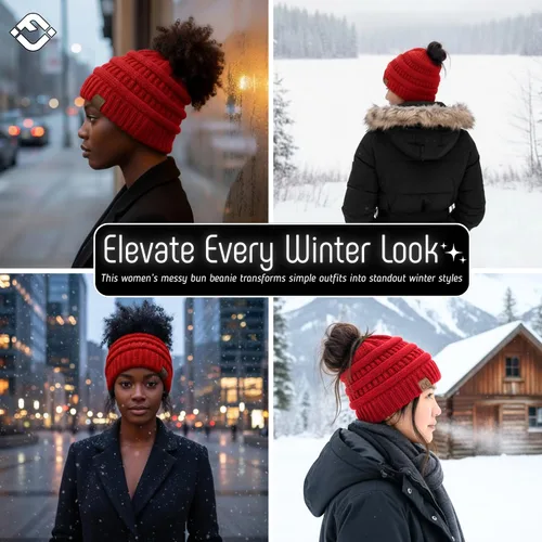 Vista 24 de Funky Junque - Gorro para mujer con ranura para cola de caballo