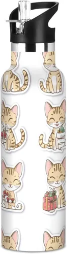 Vista 9 de Art Exotic Shorthair Cats Pink Double Wall Vacuum Insulated Bottles Water Bottles With Straws Leak-proof BPA-Free Leak Proof for Gym Sports