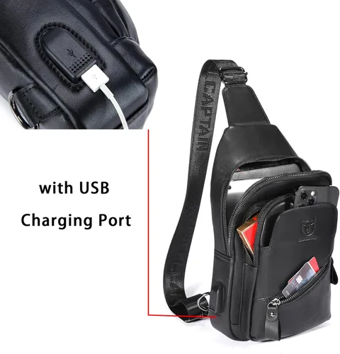 Vista 104 de LUKZIJAES Bolso bandolera de cuero genuino para hombre