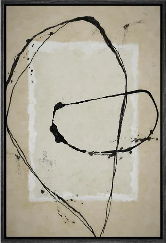 Vista 7 de SIGNWIN - Lienzo enmarcado para pared, patrón de anillo circular en negro, gris y blanco, formas abstractas, ilustraciones, arte moderno