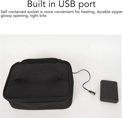 Vista 5 de Lonchera eléctrica, calentador de alimentos alimentado por USB con 2 métodos de calefacción, horno portátil para oficina, viajes, hogar, cocina