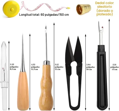 Vista 3 de BAGERLA Kit de costura de reparación de tapicería, kit de costura resistente con herramientas de punzón, desgarrador de costura, agujas de costura a