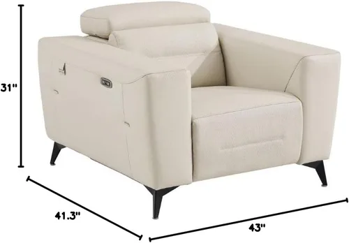 Vista 5 de BlackJack Furniture Ferrara - Sofá reclinable de cuero italiano de grano superior con puertos USB para cargar dispositivos, reposacabezas ajustables