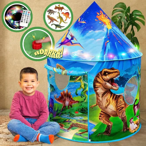 Vista 14 de W&O - Tienda de campaña infantil con botón, diseño extraordinario, desplegable, para niños, juguete para niños y niñas, para exteriores e interiores