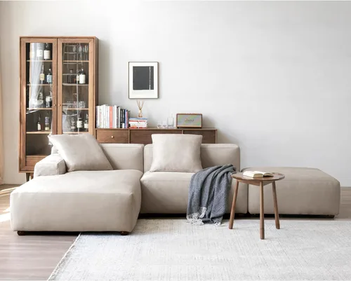 Vista 10 de Acanva Juego de sofá modular moderno de lujo en forma de L, sofá tapizado Gris oscuro