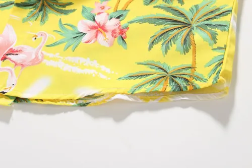 Vista 7 de SSLR Camisa hawaiana para niños grandes, camisa hawaiana para niños, camisa de flamencos, camisa Luau de manga corta para niños