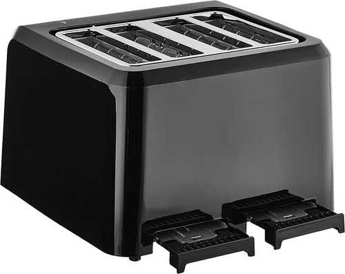 Vista 4 de Cuisinart Tostadora compacta de plástico de 4 rebanadas, color negro, CPT-142BKP1 CPT-142BKP1, Cuisinart toaster 4 slice capacity with wide slots