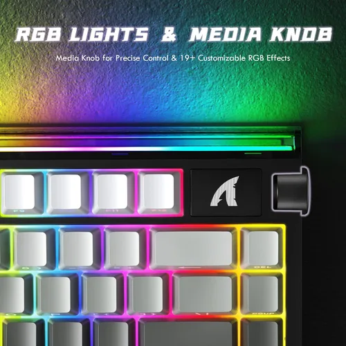 Vista 6 de Interruptor magnético de teclado de disparo rápido ATTACK SHARK R85 HE con caja de luz personalizada, teclado mecánico con cable del 75%, tasa