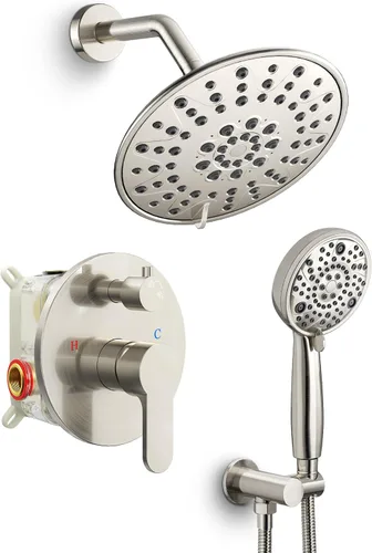 Vista 21 de SR SUN RISE Grifo de ducha – Sistema de cabezal de ducha multifuncional de alta presión de 10 pulgadas con accesorios de cabezal de ducha de mano
