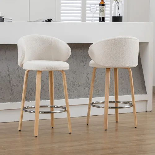 Vista 9 de DUOMAY Juego de 4 taburetes de bar modernos, taburetes de altura de mostrador de 26 pulgadas con respaldo de barril, silla de isla de cocina