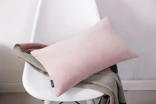 Vista 6 de Juego de 2 fundas de almohada lumbares decorativas de terciopelo de algodón suave de 12 x 20 pulgadas, fundas de cojín para sofá, dormitorio