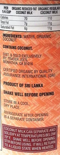 Vista 2 de Trader Joe's - Leche de coco orgánica, reducida en grasa, 13.5 oz / 13.5 fl oz (paquete de 3)