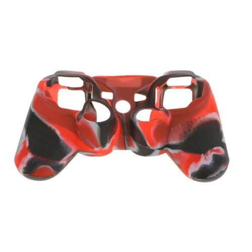 Vista 3 de LNIMI Skin Cover Protective Silicone Case for PS2 PS3 Controller - Black+red
