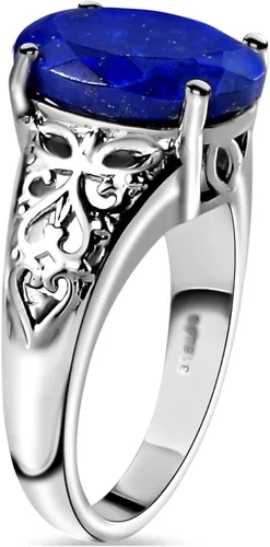 Vista 6 de Compra LC - Anillo de lapislázuli azul calado celta vintage para mujer, acero inoxidable, Metal, Lapislázuli