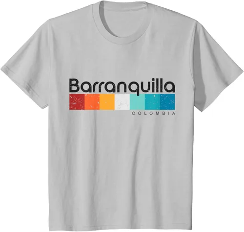 Vista 32 de Barranquilla Colombia - Camiseta de diseño vintage de estilo retro, Blanco, S
