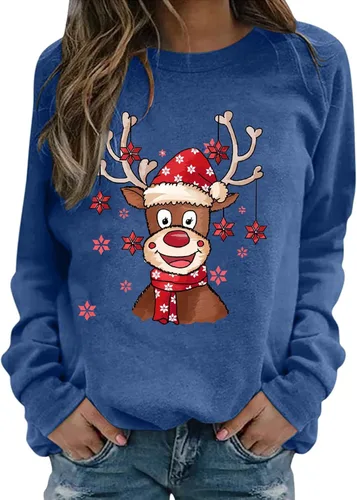 Vista 2 de UODSVP Disfraz de mujer e invierno de manga larga suelta casual sin botones ropa de Navidad de gran