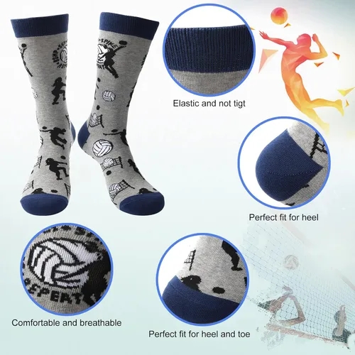 Vista 2 de Vicenpal 4 pares de calcetines novedosos de fútbol americano, baloncesto, fútbol, golf, calcetines casuales de regalo, para hombres, mujeres