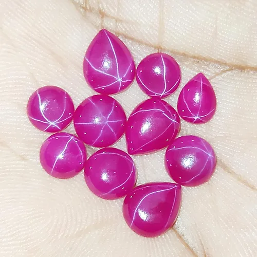Vista 2 de GEMHUB 6 Rays Star Ruby Set de 10 piezas en 20 quilates de piedras preciosas sueltas, Gema, Rubí estrella africana