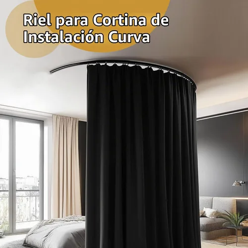 Vista 7 de MaKefeile – Riel de cortina de techo flexible para montaje en techo o pared, divisor de habitación resistente para sala de estar, dormitorio, ducha
