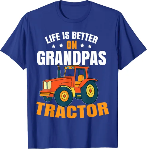 Vista 20 de Life Is Better On Grandpas Tractor Kids Farm Tractor Boy Camiseta, Negro