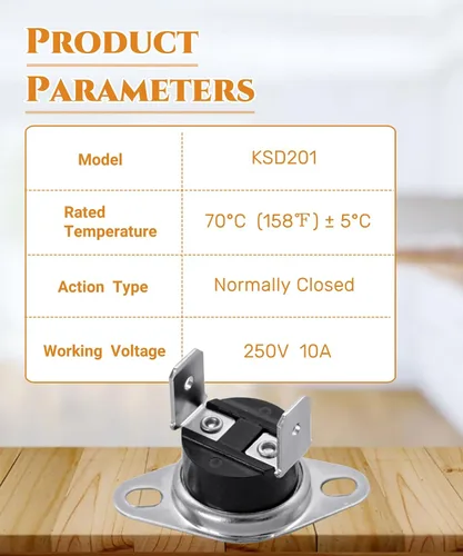 Vista 2 de KSD201 70 Fusible térmico para termostato de microondas para microondas GE, interruptor térmico universal normalmente cerrado, reemplazo