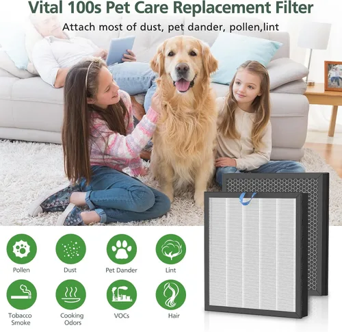 Vista 6 de Filtro de repuesto Vital 100S para el purificador de aire LEVOIT Vital 100S-P, filtro HEPA y filtro de carbón activado de alta eficiencia para humo