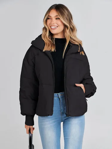 Vista 6 de MEROKEETY Women's Winter Puffer Jacket Long Sleeve Short Warm Quilted Baggy Coats 2025 Outerwear