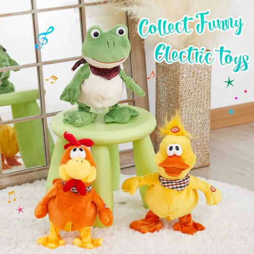 Vista 7 de Houwsbaby rana verde de 30 cm juguete rana que croa animal de peluche musical saltarín rana frondosa que se sacude y agita peluche animado juguete