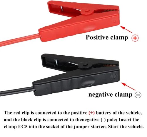 Vista 6 de Adaptador de Cable de Puente de Batería, Cable de Arranque de Coche con Abrazadera Alligator a EC5, Clip de Arranque de Emergencia de Coche (10 AWG)