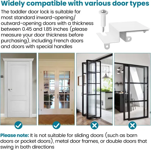 Vista 4 de Cerradura superior de puerta de seguridad para niños evita que los niños y mascotas abran la puerta, cerradura de puerta superior para puertas