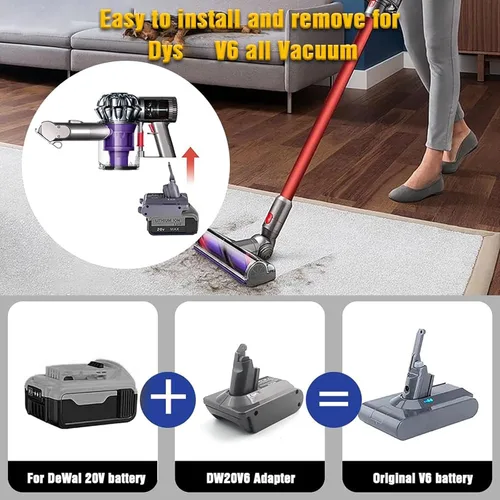 Vista 2 de EID Adaptador de batería Dyson V6 para batería Dewalt 20V 60V a Dyson V6 SV04 SV03 DC59 DC58 DC62 SV09 SV05 Animal Absolute Motorhead convertidor