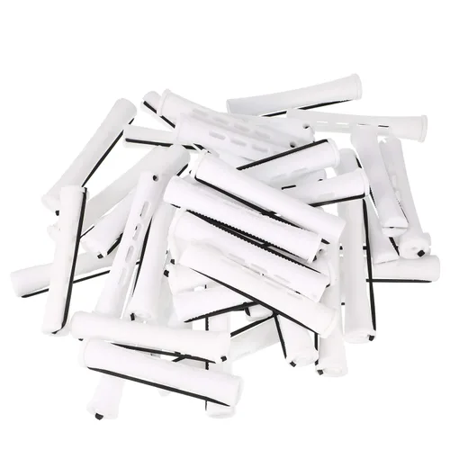 Vista 3 de WILLBOND 60 varillas permanentes para cabello largo, de plástico, rizadores de ondas frías, rodillo para peinar el cabello, herramientas de Blanco