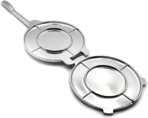 Vista 5 de Prensa de tortilla de aluminio 6" de ancho 10" Mango Maquina para hacer tortillas [P/N: US-ET-COOK005-16-SR] Plateado