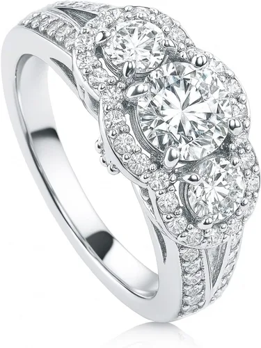 Vista 13 de BERRICLE Sterling Silver CZ Solitaire Wedding Engagement Promise Rings for Her, Round Cubic Zirconia Ring for Women