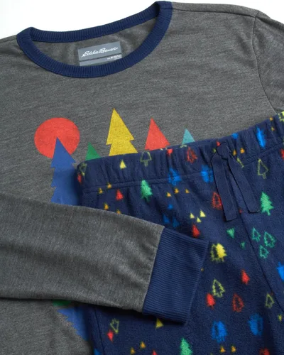Vista 3 de Eddie Bauer Conjunto de pijama para niño - Acogedor conjunto de ropa de dormir de invierno de forro polar - Camisa de manga larga de 4 piezas