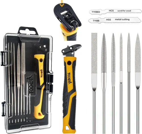 Vista 8 de TOOLAN: Juego de sierra manual de artesanía de 10 en 1 y lima. Kit de sierra mini de corte manual y lima para manualidades, modelado, plástico