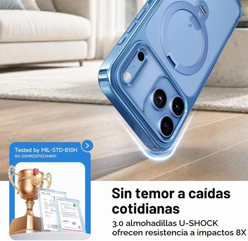 Vista 8 de CASEKOO Glacier Blue for iPhone 18 Pro Max Case, 360 Spin Magnetic Stand Glaciar Azul