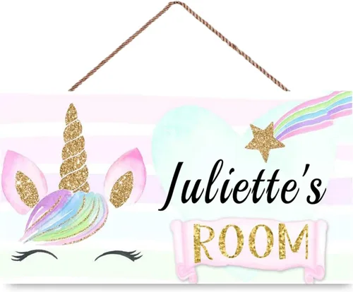 Vista 2 de Letrero personalizado para puerta de jardín, diseño de flores rosas para dormitorio, cuarto de bebé, decoración de pared, regalo Habitación-1