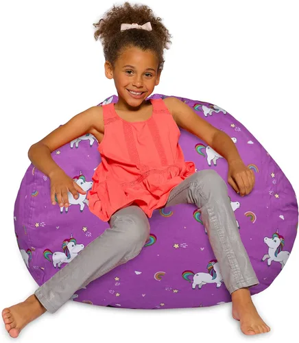 Vista 41 de Posh Creations - Sillón puff para niños, adolescentes y adultos, incluye funda extraíble y lavable a máquina, tamaño mediano de 27 pulgadas, lona